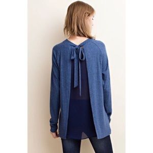 🆕 Blue Blouse with Sheer Back